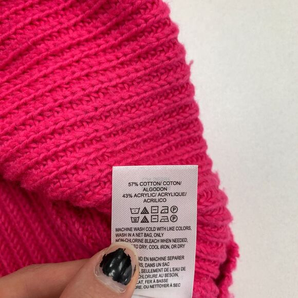 Lucky Brand Knit V Neck Tunic Sweater Women XS Extra Small Hot Pink Cotton Blend - Picture 9 of 12